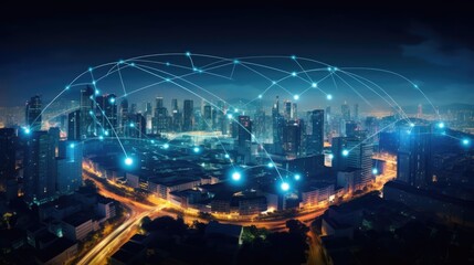 Fototapeta premium Smart City and network connection concept