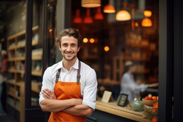 Small Business Pride: Portrait of a Dedicated Entrepreneur in Front of Their Unique Shop