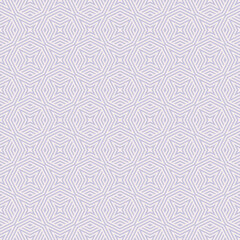 Vector geometric line pattern. Abstract seamless striped ornament. Simple lilac color texture with stripes, lines, stars, octagons, chevron. Stylish subtle linear background. Modern retro style design