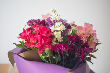 A large colorful bouquet of cut flowers. Test shooting with an old manual lens.