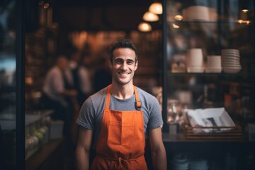 Obraz premium Small Business Pride: Portrait of a Dedicated Entrepreneur in Front of Their Unique Shop