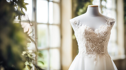 Wedding drees, bridal gown style and bespoke fashion, white tailored ball gown in showroom, tailor fitting, beauty and wedding