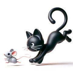 Playful Cat and Mouse Interaction. Illustration Generative AI.