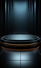 display product podium or pedestal in full black and dark background 3d illustration
