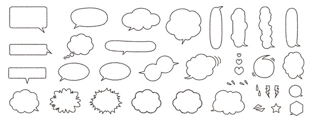 Set of hand drawn illustrations; speech balloons, speech babbles