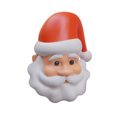 Model of Santa Claus head. Funny happy Santa Claus character. For Christmas cards, banners, tags and labels concept. Vector illustration in 3d style with white background