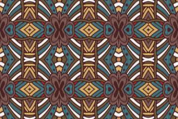 Ethnic abstract Pattern Seamless ikat pattern in tribal, folk embroidery, and Asia style. Aztec geometric art ornament print. Design for carpet, wallpaper, clothing, wrapping, fabric, cover.