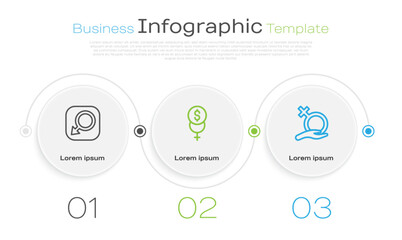 Set line Male gender, Feminism finance and Female. Business infographic template. Vector