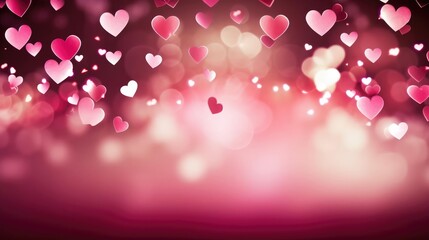 Valentine's Day banner wide hearts love romance bokeh soft 