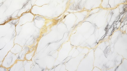 White marble stone texture with gold and gray veins  - obrazy, fototapety, plakaty