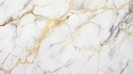 Rolgordijnen White marble stone texture with gold and gray veins  © Charlie