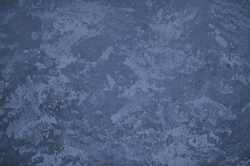 Texture of blue polished concrete background. Dark old wallpaper with rough cement texture. Empty grunge wall concept or floor backdrop. Abstract surface mockup. Top view, close up, copy space