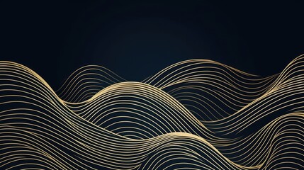 Vector art deco wavy luxury pattern wave line japanese style background Organic dynamic pattern texture for print wall art