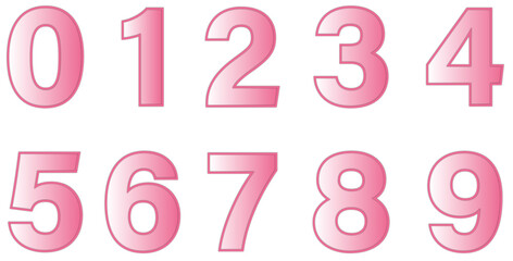 Set of numbers isolated on white. Alphabet with numbers. Vector graphic elements for design. Pink numbers with frames