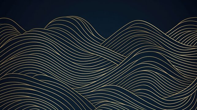 Vector art deco wavy luxury pattern wave line japanese style background Organic dynamic pattern texture for print wall art