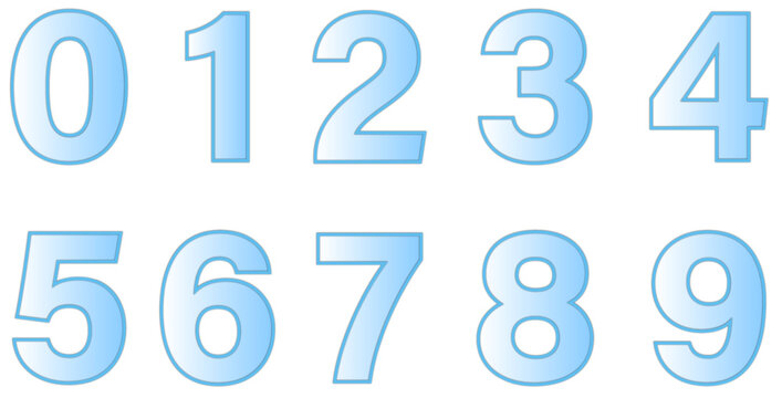 Set of numbers isolated on white. Alphabet with numbers. Vector graphic elements for design. Blue numbers with frames