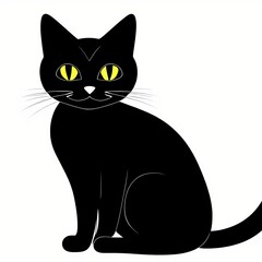 Obraz premium Black cat illustration sketch , fully placed in the center of photo, Line Art
