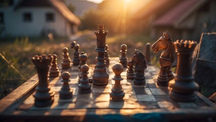 chess board photography digital art: ai generated