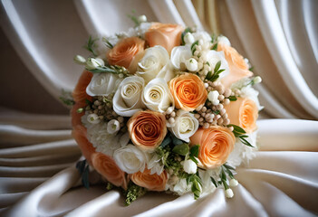bridal wedding bouquet in minimal light style