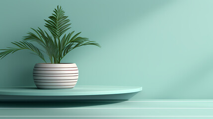 Green fresh and simple home product booth scene, e-commerce, podium, stage, product demonstration background, PPT background, 3D rendering