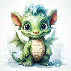 watercolor Baby dragon clipart, Generative Ai