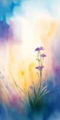 Naklejka na ściany i meble Close-up meadow flowers. Watercolor style. AI generated illustration