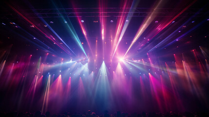 Fototapeta na wymiar silhouette of a crowd of people dancing in a dark concert
