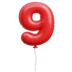 Balloon Number Nine 3D Icon Illustrations