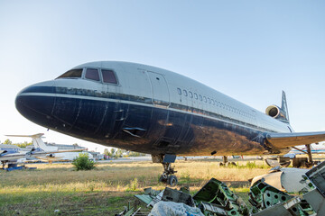Disassembled planes in the aircraft graveyard