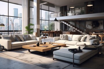Obraz premium Modern living room interior wth designer touch decoration. Contemporary living space