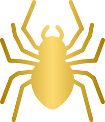 Spider golden icon, gold animal character