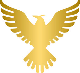 Eagle golden icon, gold animal character