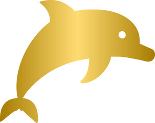 Dolphin golden icon, gold animal character