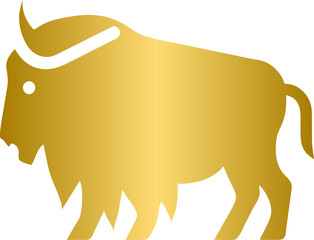 Bison golden icon, gold animal character