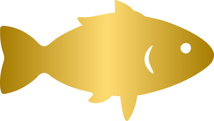 Fish golden icon, gold animal character