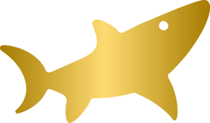 Shark golden icon, gold animal character