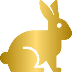 Rabbit golden icon, gold animal character