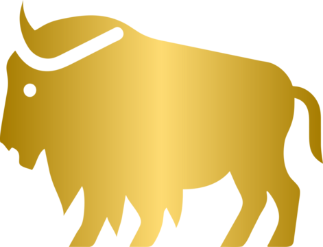 Bison golden icon, gold animal character - Powered by Adobe