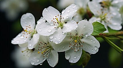 jasmine spring flowers with raindrops.