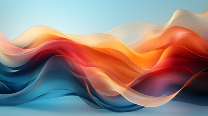 Beautiful blue and green abstract wave wallpaper. Abstract orange and blue Modern geometric blue orange abstract background for flyer, flyer, catalog wallpaper. Generate AI