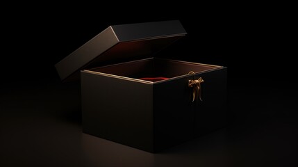 An open box in black on a black background, ai generative