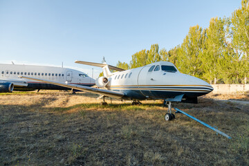 Disassembled planes in the aircraft graveyard