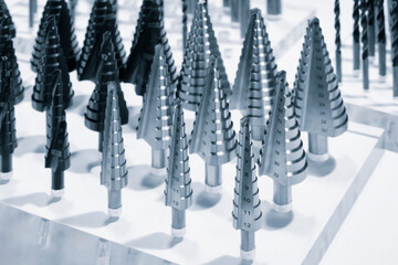 Milling metal cutter tools for CNC machine, dustrial design background, engineering technology...