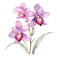 Naklejka na ściany i meble Light Purple Flower Botanical Watercolor Painting Illustration