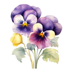 Violet Purple Orchid Flower Botanical Watercolor Painting Illustration