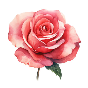 Pink Rose Flower Botanical Watercolor Painting Illustration