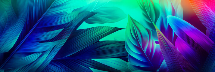 3D Flora. Tropische pflanzen und Blumen als Muster und Formen als Hintergrund für moderne und smarte Produkte oder Texte. - obrazy, fototapety, plakaty