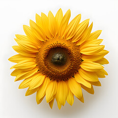 sunflower isolated on a white background. one flower with yellow petals.