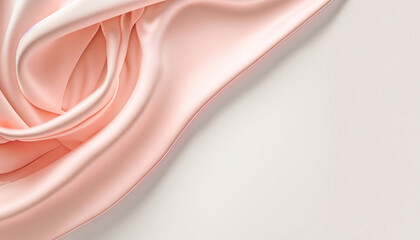 Smooth elegant pink silk background. Beige cream draped fabric satin.