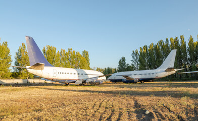 Disassembled planes in the aircraft graveyard